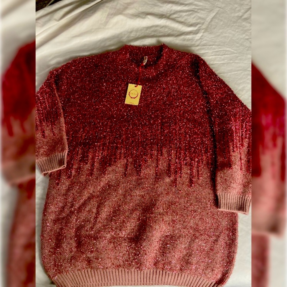 Raga anthropologie pink sparkle sweater large new